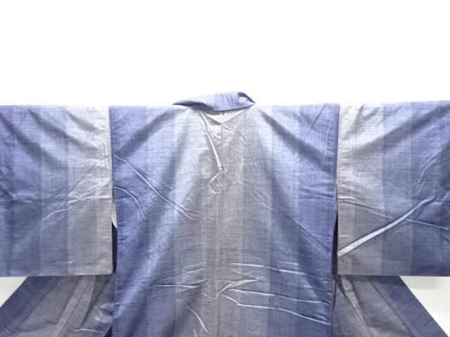 アンティーク 縞織り出し手織り紬着物